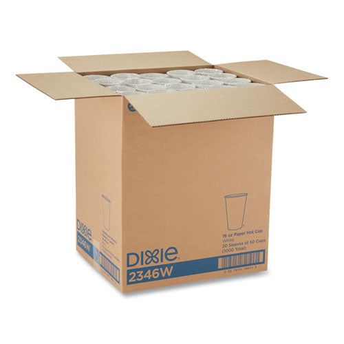Image of Dixie® 2346W Paper Hot Cups, 16 Oz, White, 50/sleeve, 20 Sleeves/carton