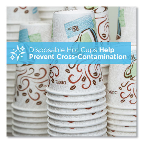 Image of Dixie® 5342CDSBP Perfectouch Paper Hot Cups, 12 Oz, Coffee Haze Design, 160/pack