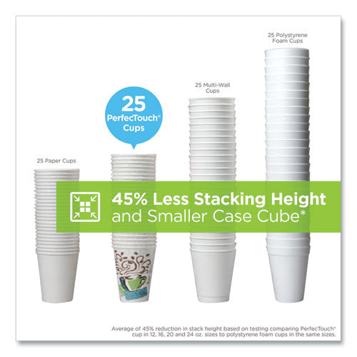 Image of Dixie® 5310DX PerfecTouch Paper Hot Cups, 10 oz, Coffee Haze Design, 25/Sleeve, 20 Sleeves/Carton