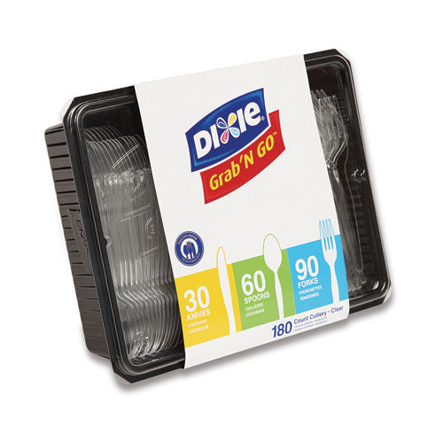 Image of Dixie® CH0369DX7 Combo Pack, Tray with Clear Plastic Utensils, Heavyweight, (90) Forks/(30) Knives/(60) Spoons, Plastic, Clear, 1,800/Carton