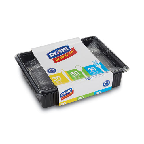 Image of Dixie® CH0369DX7 Combo Pack, Tray with Clear Plastic Utensils, Heavyweight, (90) Forks/(30) Knives/(60) Spoons, Plastic, Clear, 1,800/Carton