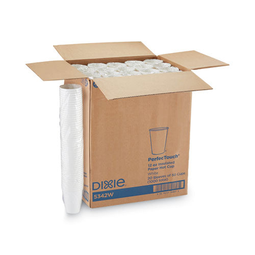 Image of Dixie® 5342W PerfecTouch Hot/Cold Cups, 12 oz, Paper, White, 50/Bag, 20 Bags/Carton