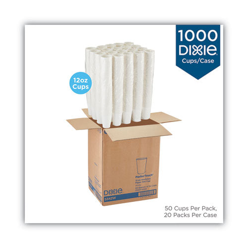 Image of Dixie® 5342W PerfecTouch Hot/Cold Cups, 12 oz, Paper, White, 50/Bag, 20 Bags/Carton