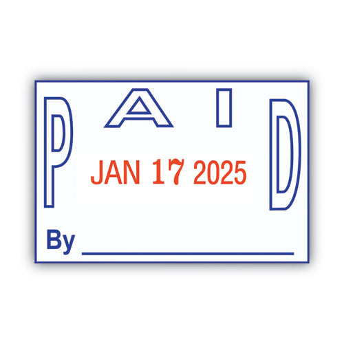 Image of COSCO 2000PLUS® 011033 Model S 360 Two-Color Message Dater, 1.75 X 1, "paid," Self-Inking, Blue/red