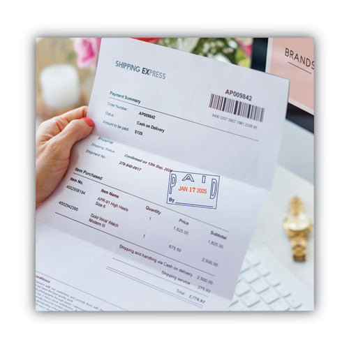 Image of COSCO 2000PLUS® 011033 Model S 360 Two-Color Message Dater, 1.75 X 1, "paid," Self-Inking, Blue/red