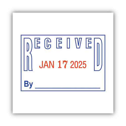 Image of COSCO 2000PLUS® 011034 Model S 360 Two-Color Message Dater, 1.75 X 1, "received", Self-Inking, Blue/red