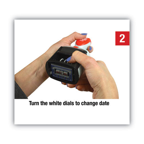 Image of COSCO 2000PLUS® 011034 Model S 360 Two-Color Message Dater, 1.75 X 1, "received", Self-Inking, Blue/red