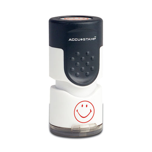 Image of ACCUSTAMP® 030725 Pre-Inked Round Stamp, Smiley, 0.63" dia, Red