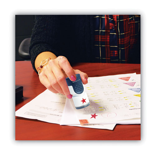 Image of ACCUSTAMP® 030726 Pre-Inked Round Stamp with Microban, Star, 0.63" dia, Red