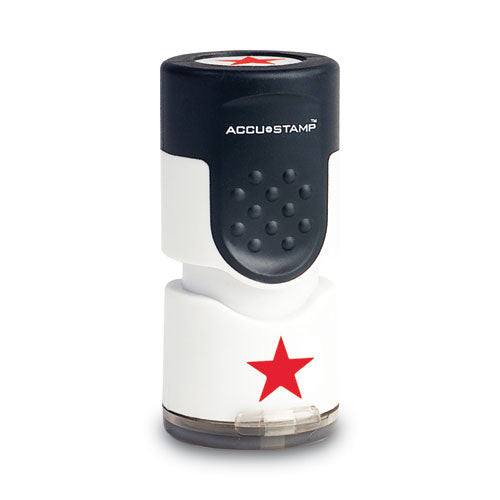 Image of ACCUSTAMP® 030726 Pre-Inked Round Stamp with Microban, Star, 0.63" dia, Red
