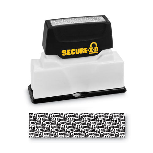 Image of COSCO 034590 secure-i-d security stamp, obscures area 2.5 x 0.31, black