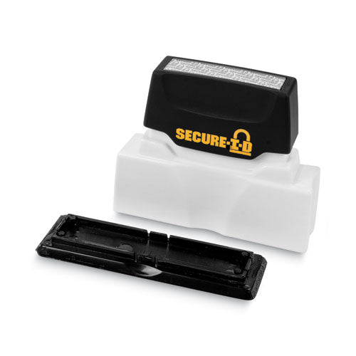 Image of COSCO 034590 secure-i-d security stamp, obscures area 2.5 x 0.31, black