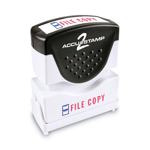 Image of ACCUSTAMP2Â® Pre-Inked Shutter Stamp, Red/Blue, FILE COPY, 1.63 x 0.5