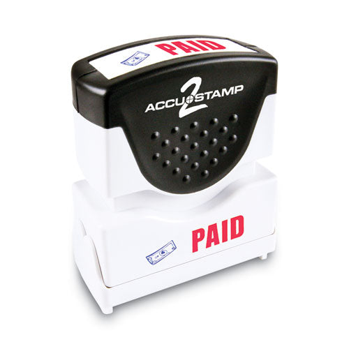 Image of ACCUSTAMP2® 035535 Pre-Inked Shutter Stamp with Microban, Red/Blue, PAID, 1.63 x 0.5