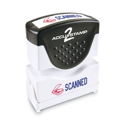 Image of ACCUSTAMP2® 035606 Pre-Inked Shutter Stamp, Red/Blue, SCANNED, 1.63 x 0.5