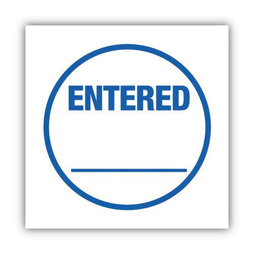 Image of ACCUSTAMP® COS035656 Pre-Inked Round Stamp, Entered, 0.63" Dia, Blue