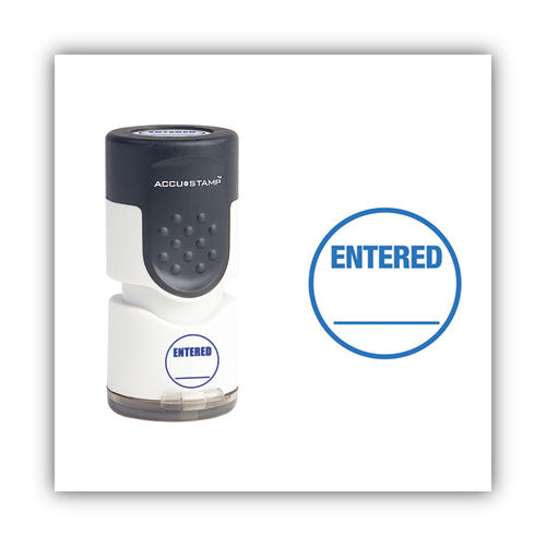 Image of ACCUSTAMP® COS035656 Pre-Inked Round Stamp, Entered, 0.63" Dia, Blue
