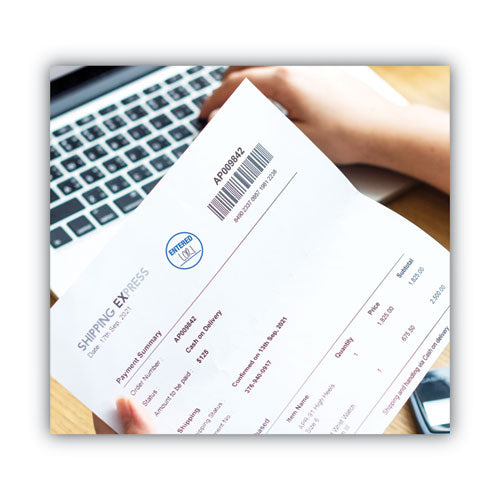 Image of ACCUSTAMP® COS035656 Pre-Inked Round Stamp, Entered, 0.63" Dia, Blue