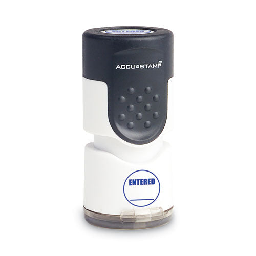 Image of ACCUSTAMP® COS035656 Pre-Inked Round Stamp, Entered, 0.63" Dia, Blue
