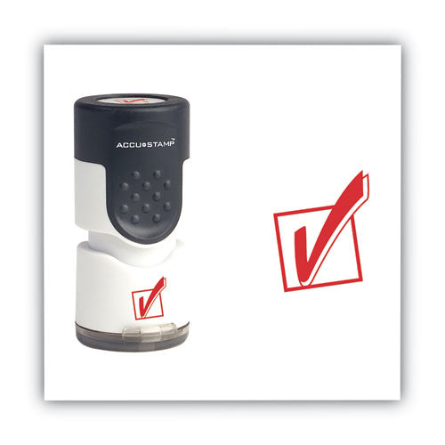 Image of ACCUSTAMP® 035658 Pre-Inked Round Stamp, Check Mark, 0.63" dia, Red