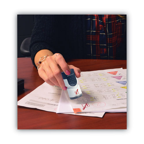 Image of ACCUSTAMP® 035658 Pre-Inked Round Stamp, Check Mark, 0.63" dia, Red