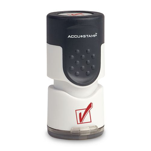 Image of ACCUSTAMP® 035658 Pre-Inked Round Stamp, Check Mark, 0.63" dia, Red