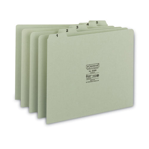 Image of Smead 50369 100% Recycled Daily Top Tab File Guide Set, 1/5-Cut Top Tab, 1 To 31, 8.5 X 11, Green, 31/set
