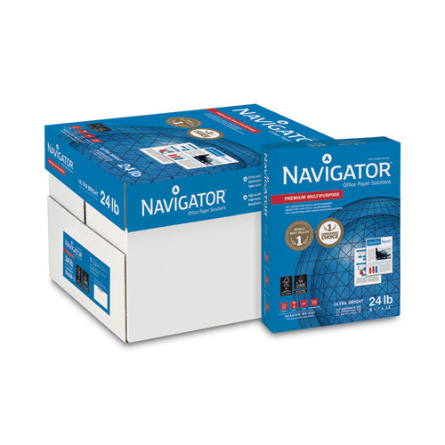 Image of Navigator® NMP1124 Premium Multipurpose Copy Paper, 97 Bright, 24 lb Bond Weight, 8.5 x 11, White, 500 Sheets/Ream, 10 Reams/Carton
