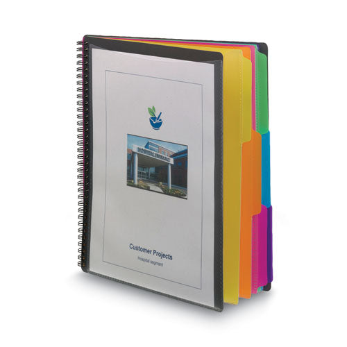 Image of Smead 89207 Poly Project Organizer, 12 Letter-Size Sleeves, Gray With Bright Pockets