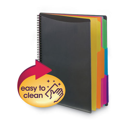 Image of Smead 89207 Poly Project Organizer, 12 Letter-Size Sleeves, Gray With Bright Pockets