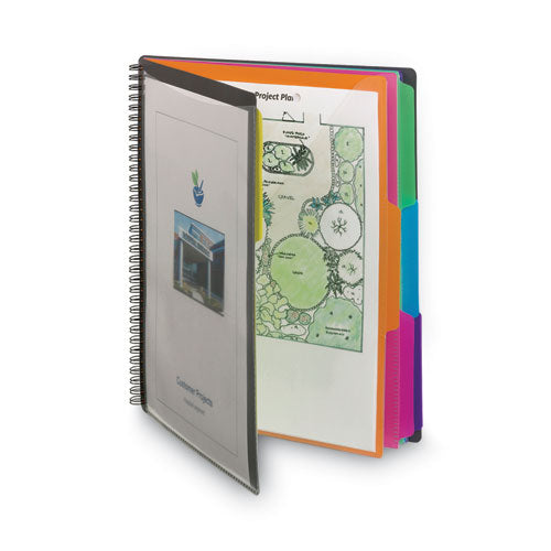 Image of Smead 89207 Poly Project Organizer, 12 Letter-Size Sleeves, Gray With Bright Pockets