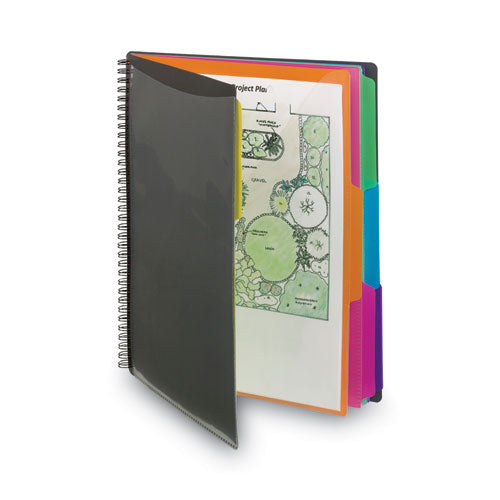 Image of Smead 89207 Poly Project Organizer, 12 Letter-Size Sleeves, Gray With Bright Pockets