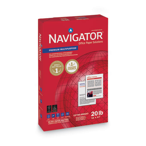 Image of Navigator® NMP1720 Premium Multipurpose Copy Paper, 97 Bright, 20 Lb Bond Weight, 11 X 17, White, 500 Sheets/ream, 5 Reams/carton
