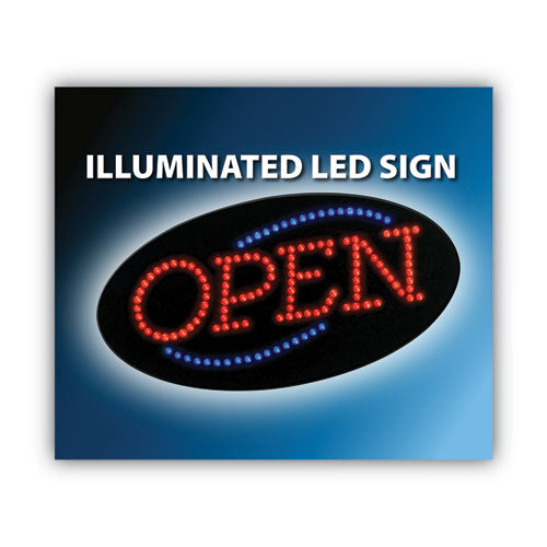 Image of COSCO 098099 LED OPEN Sign, 10.5 x 20.13, Red and Blue Graphics
