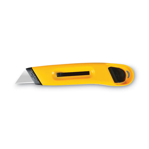 Image of COSCO 091467 Plastic Utility Knife with Retractable Blade and Snap Closure, 6" Plastic Handle, Yellow