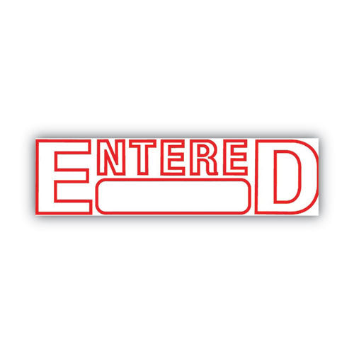 Image of COSCO 2000PLUS® 098368 Green Line Message Stamp, Entered, 1.5 x 0.56, Red