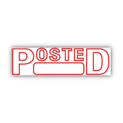 Image of COSCO 2000PLUS® 098371 Green Line Message Stamp, Posted, 1.5 x 0.56, Red