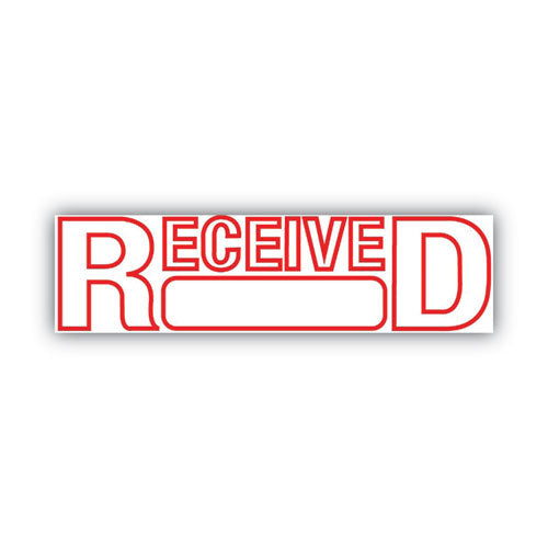 Image of COSCO 2000PLUS® 098372 Green Line Message Stamp, Received, 1.5 x 0.56, Red