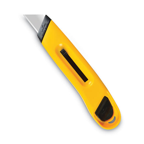 Image of COSCO 091467 Plastic Utility Knife with Retractable Blade and Snap Closure, 6" Plastic Handle, Yellow