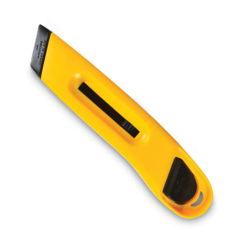 Image of COSCO 091467 Plastic Utility Knife with Retractable Blade and Snap Closure, 6" Plastic Handle, Yellow