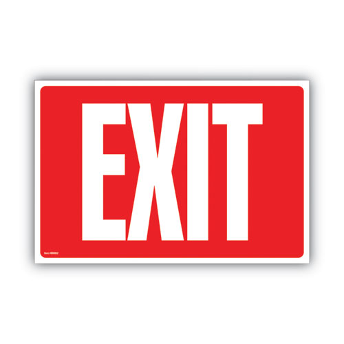 Image of COSCO 098052 Glow-In-The-Dark Safety Sign, Exit, 12 X 8, Red