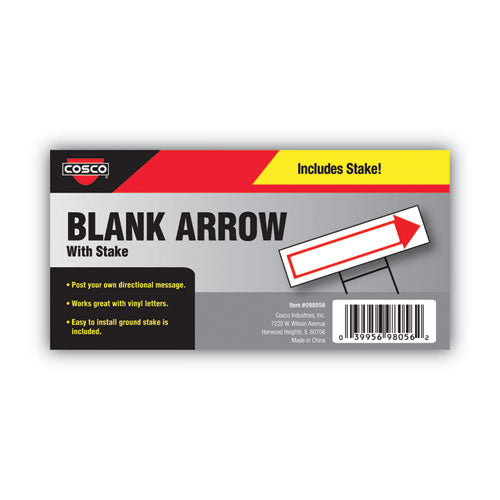 Image of COSCO 098056 Stake Sign, 6 X 17, Blank White With Printed Red Arrow