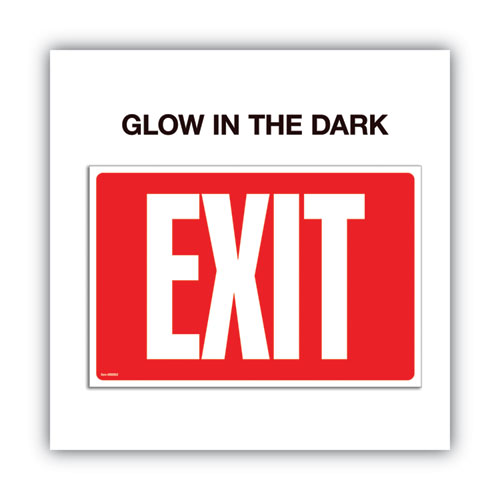Image of COSCO 098052 Glow-In-The-Dark Safety Sign, Exit, 12 X 8, Red