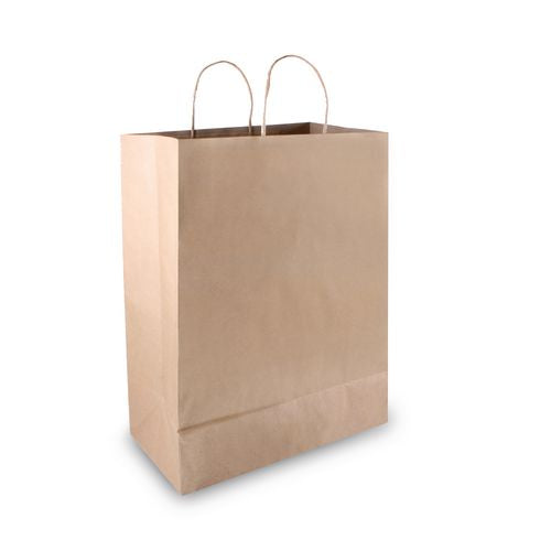 Image of COSCO 091566 Premium Shopping Bag, Rope Handles, 12" x 6.5" x 17", Kraft, 50/Box