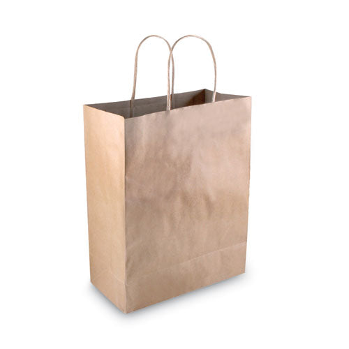 Image of COSCO 098375 Premium Shopping Bag, Rope Handles, 8" x 4" x 10.25", Kraft, 50/Box