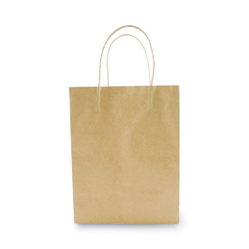Image of COSCO 098375 Premium Shopping Bag, Rope Handles, 8" x 4" x 10.25", Kraft, 50/Box
