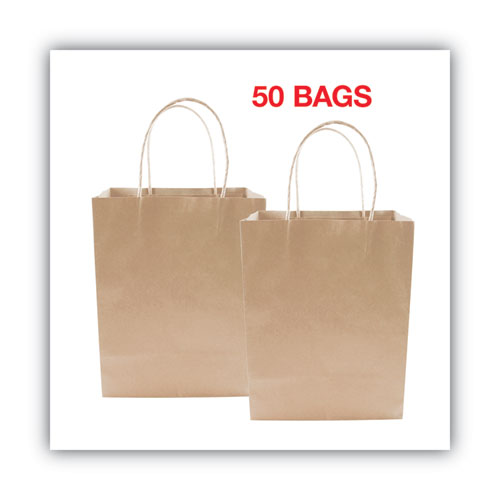 Image of COSCO 098375 Premium Shopping Bag, Rope Handles, 8" x 4" x 10.25", Kraft, 50/Box