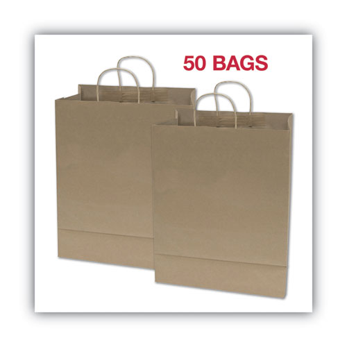 Image of COSCO 091566 Premium Shopping Bag, Rope Handles, 12" x 6.5" x 17", Kraft, 50/Box