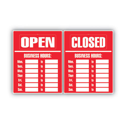 Image of COSCO 098072 Business Hours Sign Kit, 15 X 19, Red
