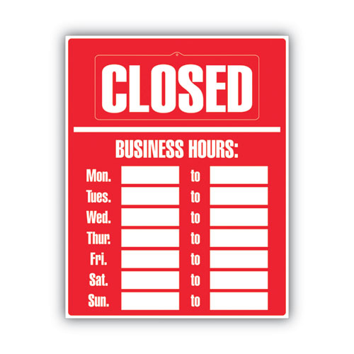 Image of COSCO 098072 Business Hours Sign Kit, 15 X 19, Red